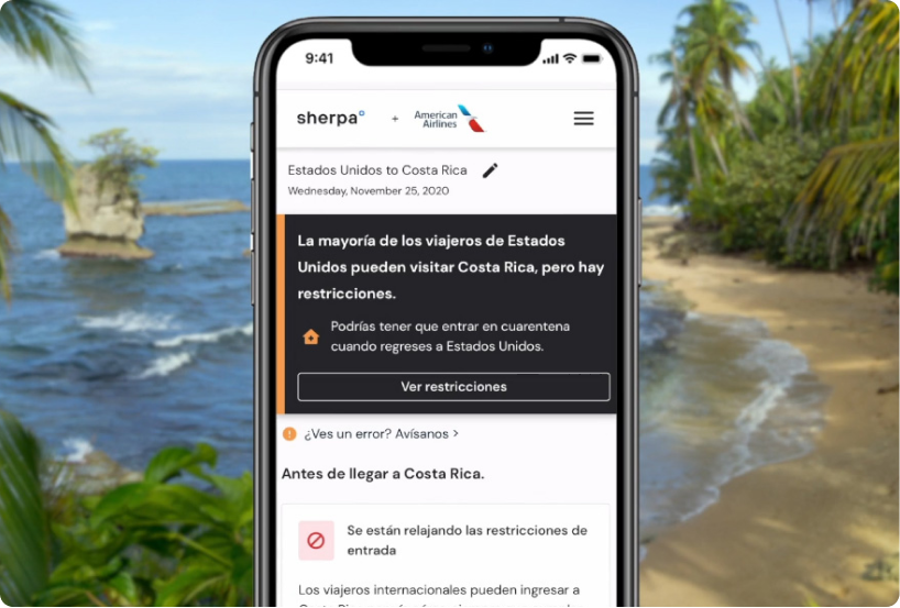 Sherpa travel guide now available in Spanish on American Airlines